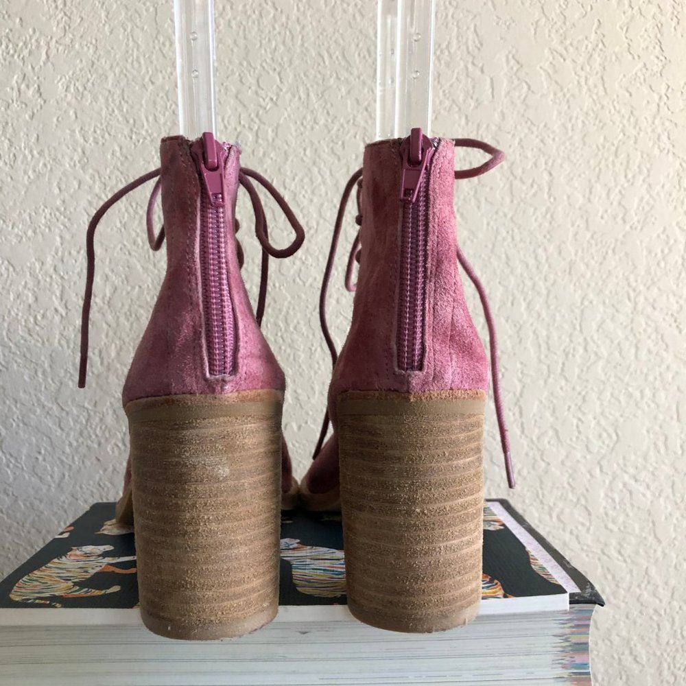 SALE J Campbell Cors Peep Toe Booties Suede Stack - Picture 5 of 8
